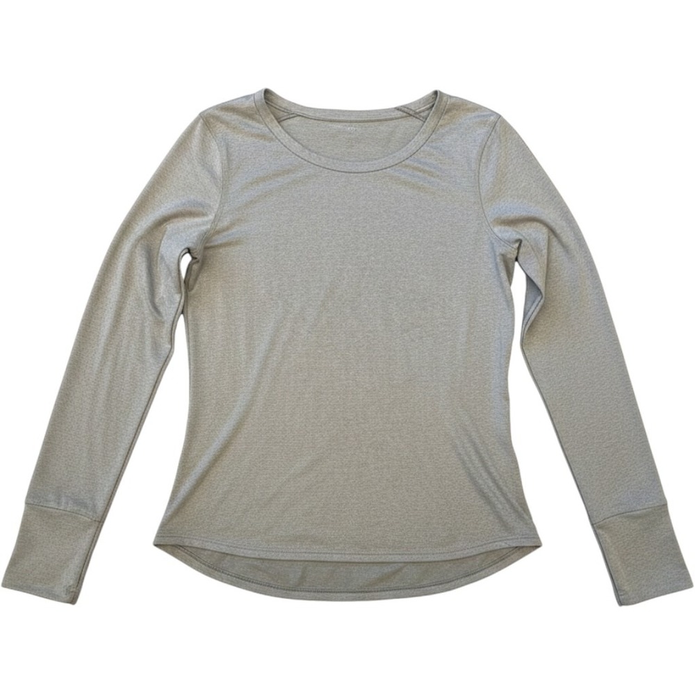 Varley Womens Grey Long Sleeve Activewear Top Thumbholes Split Hem Size M